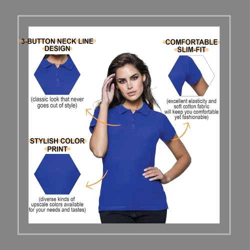 Vista 4 de FRESH TEE Polo de manga corta 100% algodón ajustado para mujer