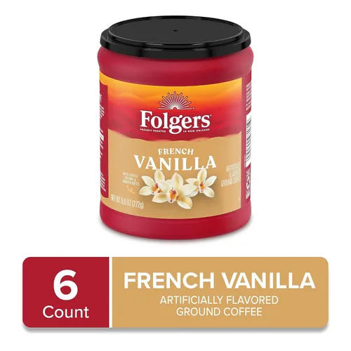 Vista 10 de Folgers Café molido con sabor a caramelo mantequilla, recipiente de 9.6 onzas (paquete de 6)