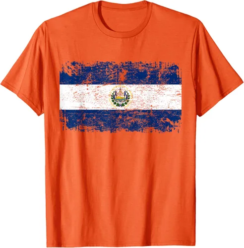 Vista 54 de EL SALVADOR Bandera Vintage Hombres Mujeres Niños Camiseta EL SALVADOR