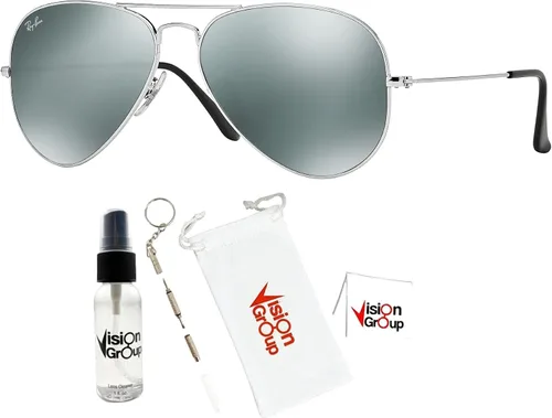 Vista 2 de Ray-Ban RB3025 - Gafas de sol de aviador de metal + paquete de accesorios Vision Group