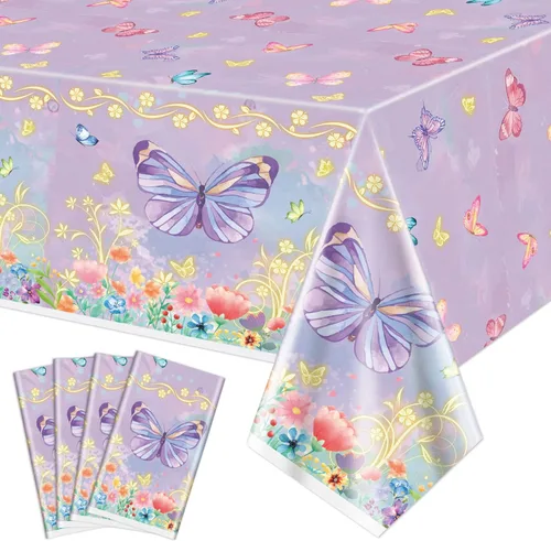 Vista 9 de 4 manteles de fiesta de mariposas, mantel de decoración de cumpleaños de mariposa, manteles rectangulares coloridos con diseño de mariposa