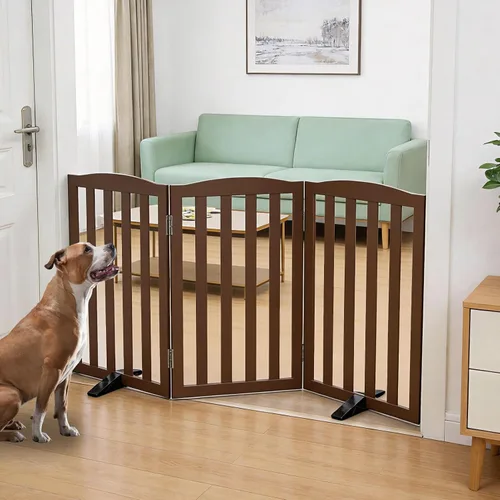 Vista 30 de Puerta Independiente para Perros para Interiores, Puerta para Perros Plegable, Puertas para Mascotas para Entradas, Escaleras o Pasillos, Puerta