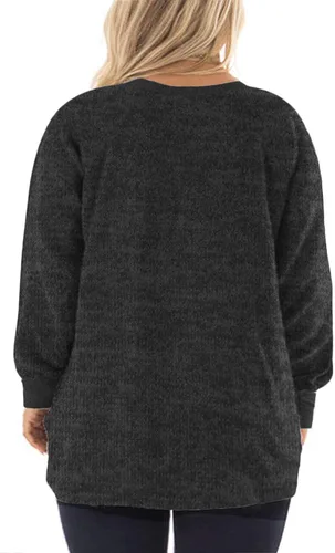 Vista 3 de DOLNINE sudaderas de manga larga con bolsillos para mujer bloque de color talla grande