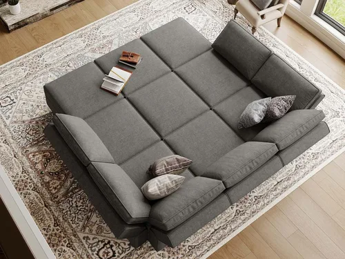 Vista 7 de Belffin Sofá Cama Seccional Modular con Otomana de Almacenamiento, Sofás Seccionales Convertibles para Sala de Estar, Chaise Reversible Terry. Sofá