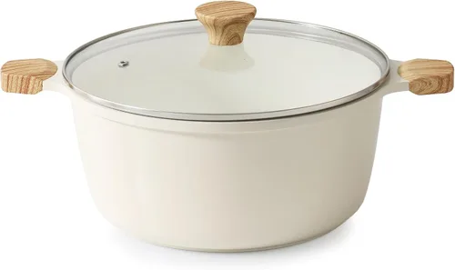 Vista 12 de SENSARTE Olla de cerámica antiadherente con tapa, olla de cocción de inducción de 4.5 cuartos de galón con tapa de vidrio templado, olla