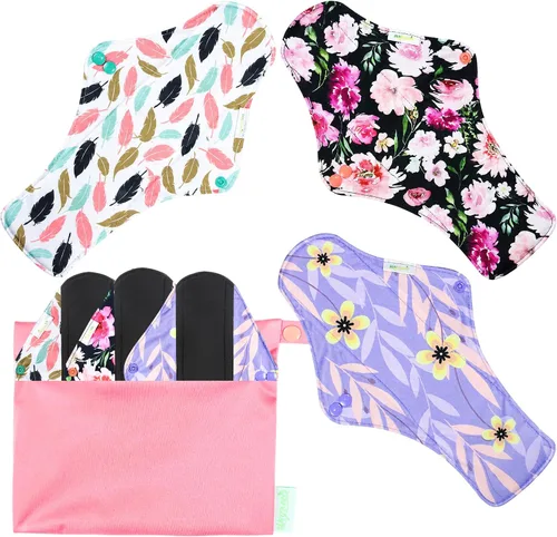 Vista 25 de wegreeco Almohadillas menstruales reutilizables de carbón – Almohadillas sanitarias reutilizables Forros de bragas reutilizables Almohadilla