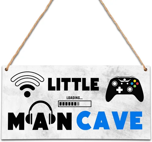 Vista 10 de Letrero de madera para colgar en la puerta de Little Man Cave, All-Star Sports - Decoración para colgar en la puerta, decoración para niños