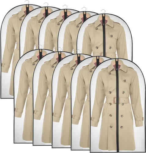 Vista 13 de Bolsas de ropa de 50 pulgadas para colgar ropa, fundas transparentes a prueba de trajes con refuerzos de 4 pulgadas para almacenamiento en armario