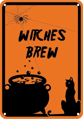 Vista 10 de Letrero de aluminio reflectante de Halloween "Witches Brew" 7" x 10" (HW-1364-RA)