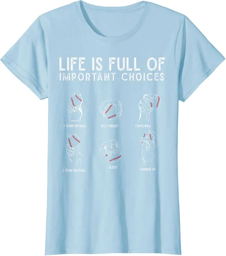 Vista 30 de Tipos de béisbol Pitches Life Choices Jugador Camiseta