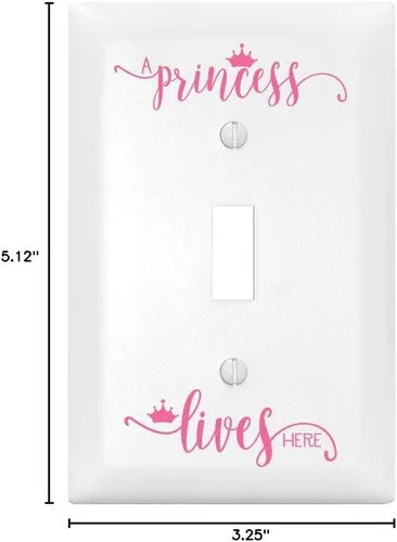 Vista 2 de A Princess Lives Here Let Your Light Shine - Cubierta para interruptor de una sola luz, fabricada en los Estados Unidos