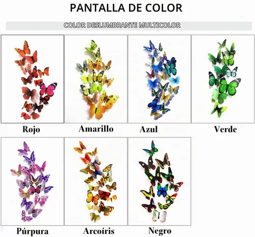 Vista 4 de 104 calcomanías de pared de mariposa para pared, calcomanías de mariposas