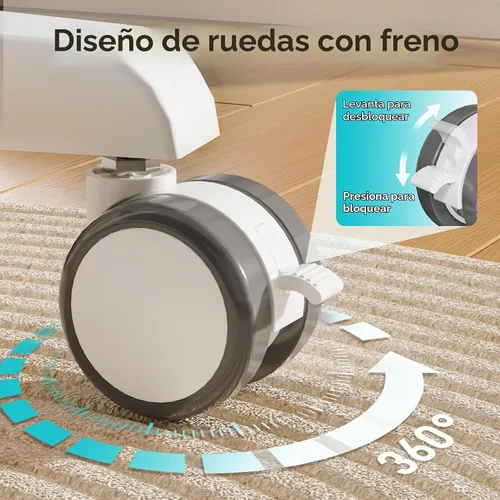 Vista 2 de Ruedas de escritorio de pie, ruedas de vástago M8 con cerradura de 2 pulgadas, juego de 4