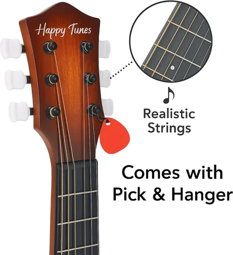 Vista 2 de Guitarra acústica de 23 pulgadas, guitarra de juguete de 6 cuerdas para niños, cuerdas de acero realistas, primer instrumento musical para Cherry