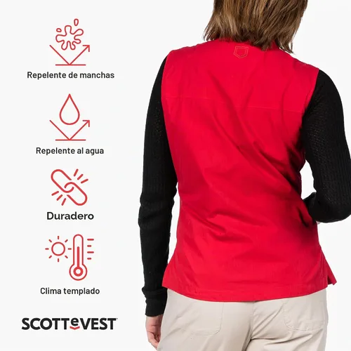 Vista 3 de SCOTTeVEST Chaleco 101 para mujer - 9 bolsillos ocultos - Repelente al agua para viajes y más Negro