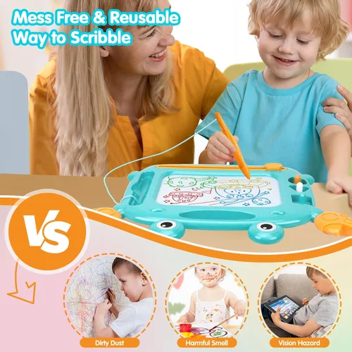 Vista 4 de Juguetes para niños pequeños, tablero de dibujo magnético, sin BPA, sin ftalatos, sin PVC, juguetes de bocetos para niños de 3, 4 y 5 años, regalo
