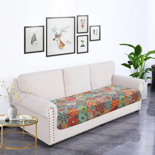 Vista 221 de hyha Fundas de cojín de sofá estampadas, fundas de sofá florales lavables para sofás con 2 cojines, fundas de cojín de patrón elástico para muebles