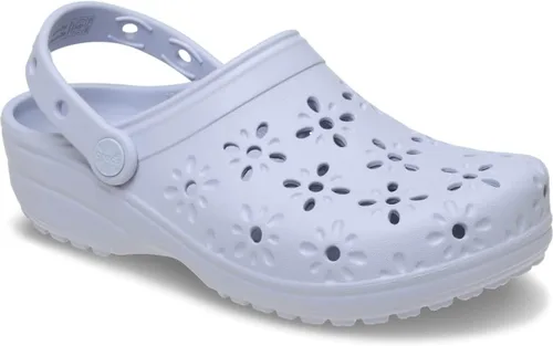 Vista 5 de Crocs Zuecos clásicos unisex para adultos con diseño floral recortado, Luna violeta, 8 mujer/6 hombre