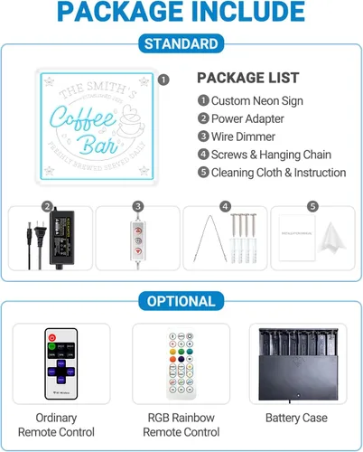 Vista 9 de Letreros de neón personalizados para decoración de pared, letreros de neón personalizados regulables para estación de café, tienda, cocina, regalo