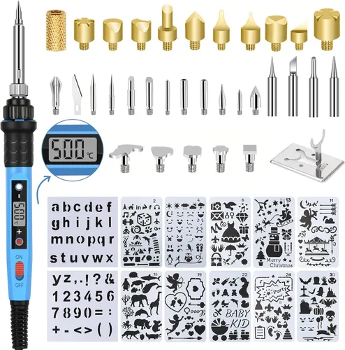 Vista 9 de Kit de Combustión de Madera ACRSIKR, Herramienta de Combustión de Madera con Pantalla LED, Pluma de Pirografía Ajustable de Temperatura