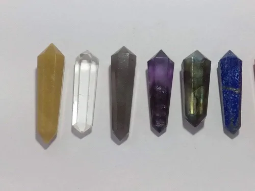 Vista 7 de WholesaleGemShop Hermoso lote de diez piedras preciosas con doble terminación de lápiz de cristal curativo para hombres y mujeres Feng Shui Reiki