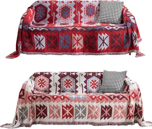 Vista 18 de Homcosan Fundas para sofá, funda de toalla de algodón de punto geométrico para sofá de 2 plazas, muebles de sofá, protector de mascotas, mantas