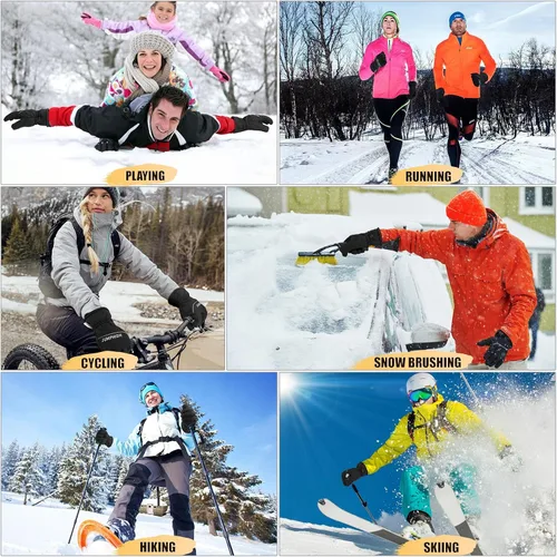 Vista 7 de JUMPHIGH Winter Gloves, Waterproof Thermal Gloves, Cold Weather Gloves, Men's Snow Gloves, Warm Gifts for Women and Men