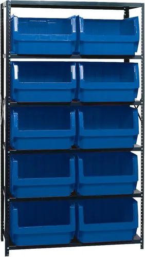 Vista 231 de Quantum QSBU-245BK Heavy Duty Shelving Unit with (7) Shelves and (24) QUS245 Black Bins for Garage Warehouse Storage Distribution 400 lb Load