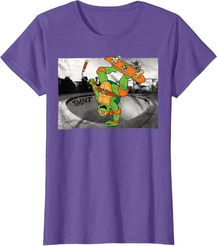 Vista 18 de Teenage Mutant Ninja Turtles Michelangelo - Camiseta de patinaje, Negro, S