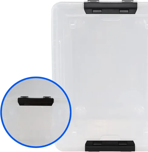 Vista 4 de Drephia - Paquete de 4 contenedores de almacenamiento de plástico transparente con tapa y ruedas, 50 L