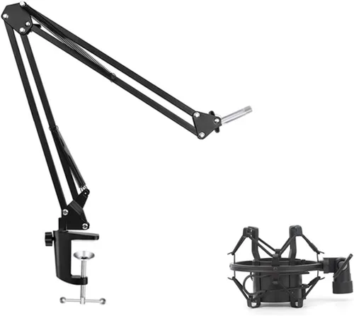 Vista 3 de NB35 Microphones Stand for Table Microphones Arm Swivels and MS089SV Microphones Shock Mount Silver for Track