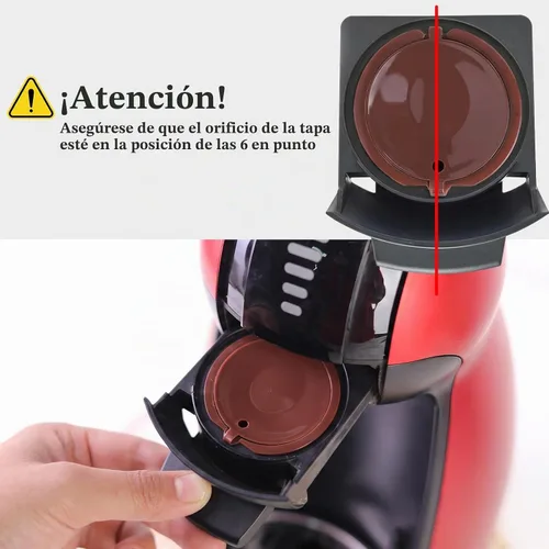 Vista 6 de Plplaaoo Paquete de 6 cápsulas de café reutilizables compatibles con Nescafe Dolce Gusto – Cápsulas de café recargables con cepillo de limpieza