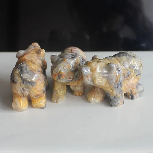 Vista 7 de Figura de oso de cristal tallada a mano de 2 '' talla de animal (ágata de encaje loco 2)