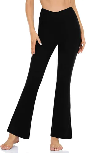 Vista 3 de CTHH Pantalones de yoga con corte de bota para mujer, leggings acampanados con bolsillos para mujer, cintura alta, cruzado, entrenamiento, descanso
