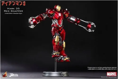 Vista 3 de Hot Toys Iron Man 3 Película 1/6 Escala Power Pose Figura Iron Man Mark 35 Red Snapper