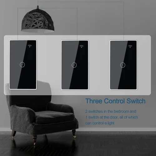 Vista 6 de Interruptor de luz inteligente, interruptor de luz WiFi de 2.4 GHz compatible con Alexa y Google Home, interruptor de luz de pared táctil