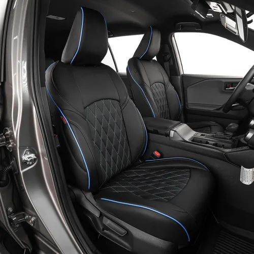 Vista 13 de EKR - Juego completo de fundas de asiento de cuero para automóvil de ajuste personalizado (color negro)