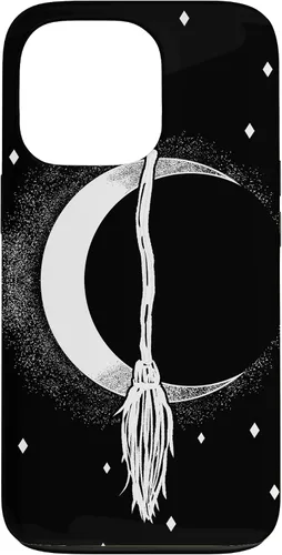 Vista 10 de Funda para iPhone 16 con diseño de luna creciente, escoba de bruja, vintage, Halloween, niñas y mujeres