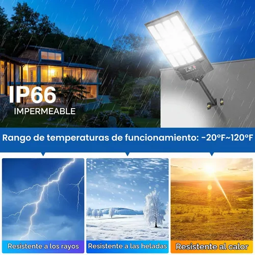 Vista 5 de Luces solares para exteriores impermeables, luz de inundación gran angular de 320°, luz LED solar de estacionamiento con sensor de movimiento