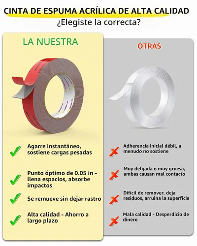 Vista 4 de EMITEVER Cinta de doble cara resistente, cinta de montaje de espuma acrílica de 16.4 pies x 1 pulgada, cinta adhesiva de dos caras, cinta adhesiva