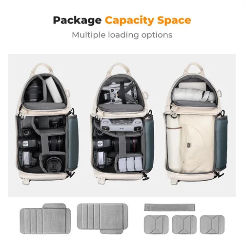 Vista 4 de K&F CONCEPT Bolsa bandolera para cámara, mochila de hombro para cámara DSLR/SLR/SLR/sin espejo, compatible con Canon/Nikon/Sony/Fuji/Gopro/DJI