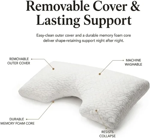 Vista 3 de Almohadas de espuma viscoelástica para dormir, almohada de cama ajustable y transpirable para dormir de lado, espalda y estómago, funda de almohada