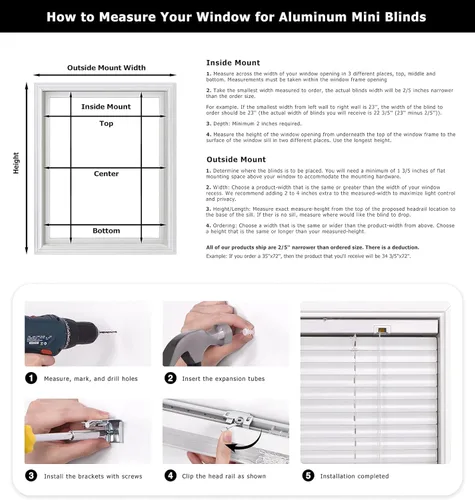 Vista 12 de LazBlinds Mini persianas de aluminio de 1" sin herramientas, sin necesidad de taladro, persianas sin cables para ventanas, persianas horizontales