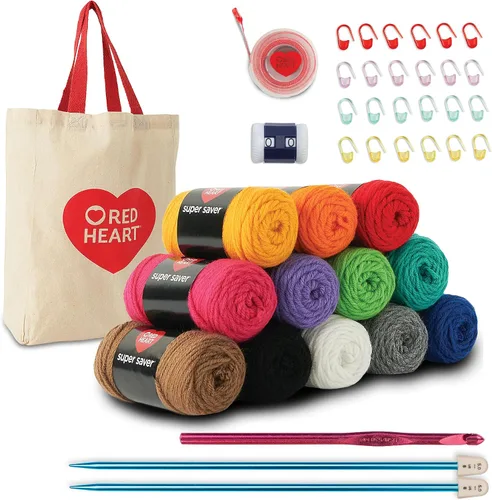Vista 4 de Red Heart Super Saver Super Yarn - Kit de manualidades para proyectos de ganchillo y tejer y amigurumi