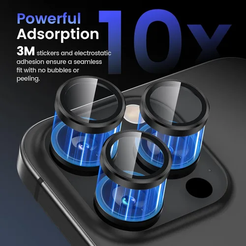 Vista 4 de Tensea Protector de lente de cámara Compatible para iPhone 17 Pro Max/17 Pro/15 Pro Max/15 Pro/16 Pro Max/16 Pro/14 Pro Max/14 Pro, Cubierta