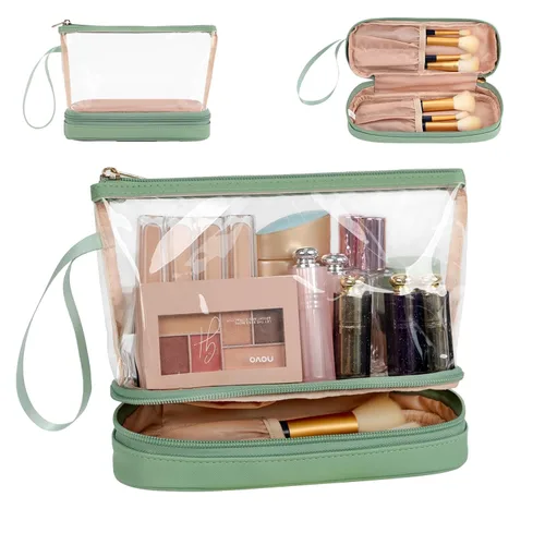 Vista 19 de Ethereal Bolsa de maquillaje de viaje, bolsa de cosméticos transparente, organizador de maquillaje, bolsa de aseo aprobada por la TSA, bolsa