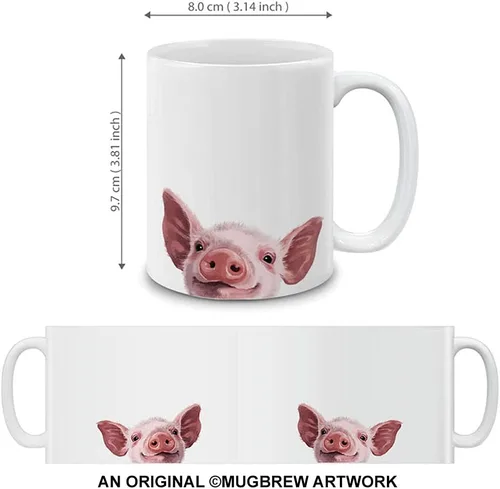 Vista 2 de MUGBREW Taza de té de cerámica linda del cerdo del bebé del bebé, 11 OZ