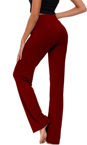 Vista 4 de Pantalones de yoga para mujer con bolsillos, pantalones de yoga holgados de pierna recta con cordón para yoga y correr, estilo casual