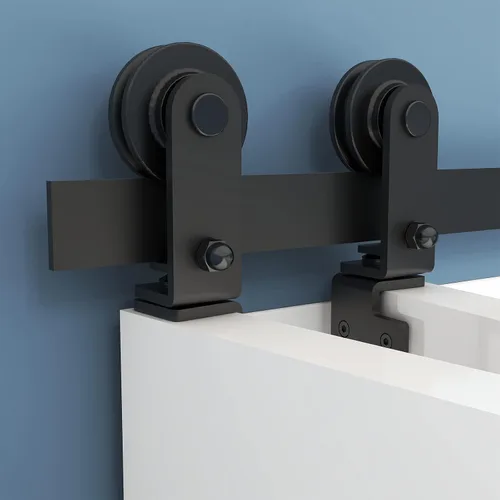 Vista 5 de TSMST Kit de herrajes para puertas correderas de granero plegables de 9 pies/108 pulgadas para 4 puertas, juego de rieles de puerta de granero