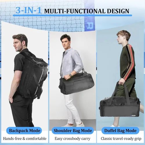 Vista 6 de ORKELS Bolsa de gimnasio con compartimento para zapatos, bolsa deportiva de 29 litros para hombres y mujeres, mochila de viaje con bolsillo húmedo
